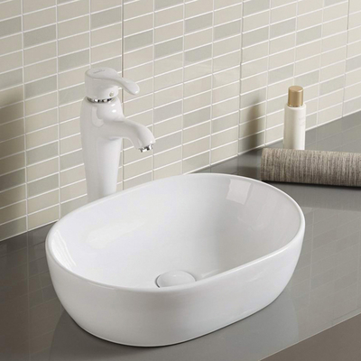 Ceramic Oval Counter Top Bathroom Sink 18 Inch 15" Depth